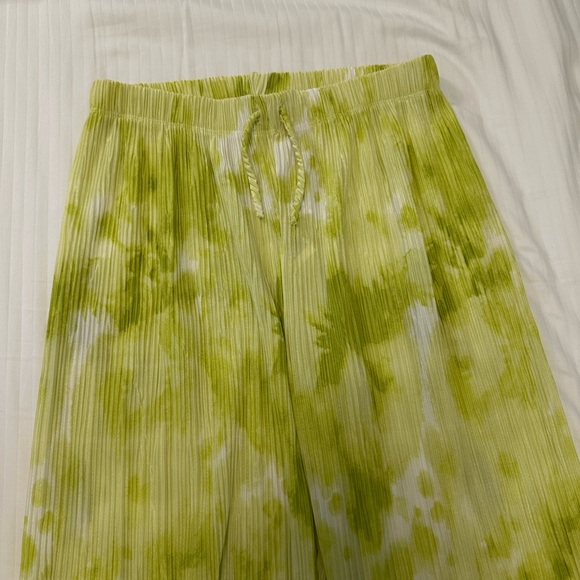 Zara Kids 13-14 Bright Green & White Flowy Pants - Picture 3 of 9